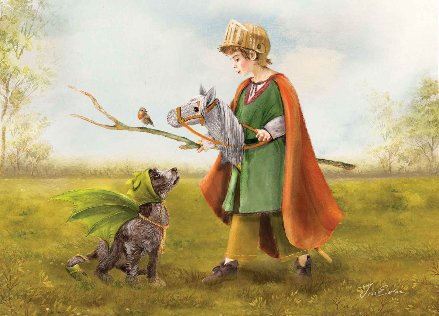 My dragon and I | Postcard Iris Esther