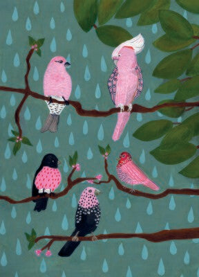 Pink birds | Postcard by Sasika